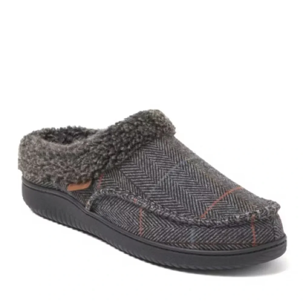 Dearfoams Men's Marshall Microsuede Moccasin Toe Clog House Shoe Slipper, NEW